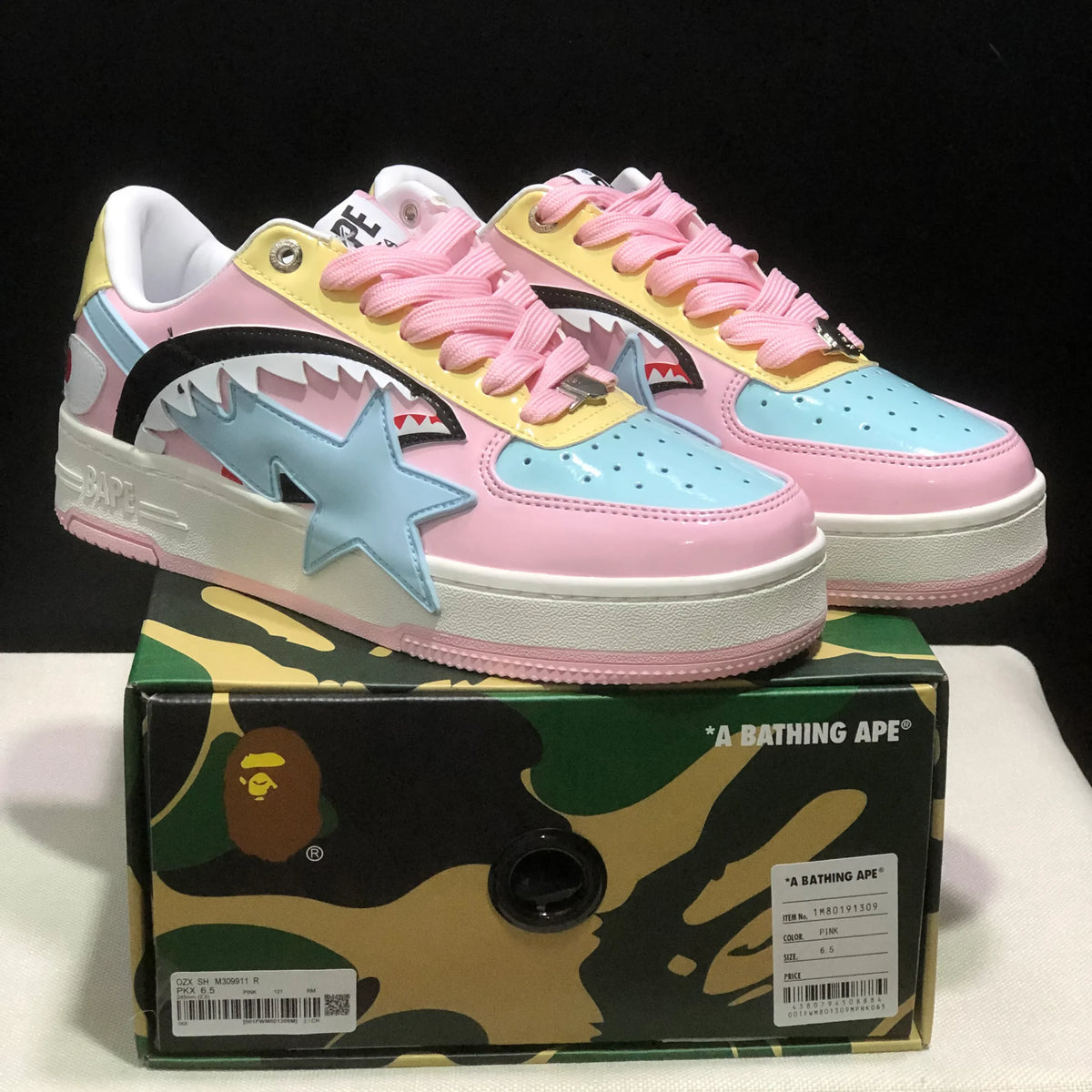 Bapesta Low M1 'Shark Face - Pink' Shoes Sneakers - nk0005527 image 9