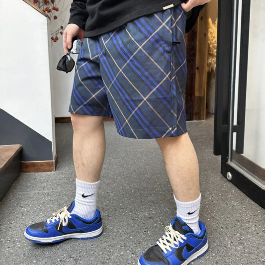 BUR Archive Check Knight Motif Shorts in Navy - 379 - bbr0000379 image 2