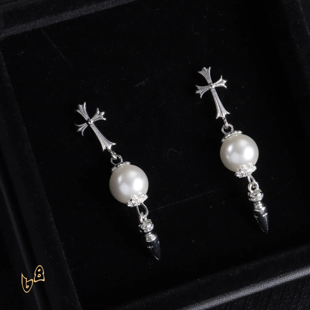 CH Cross Pearl Dangle Earrings – CH0167
