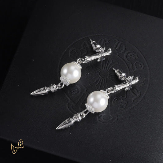 CH Cross Pearl Dangle Earrings – CH0167