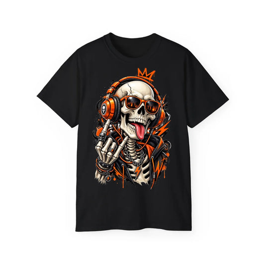 Neon Skull DJ Streetwear T-Shirt – POD0019 image 0