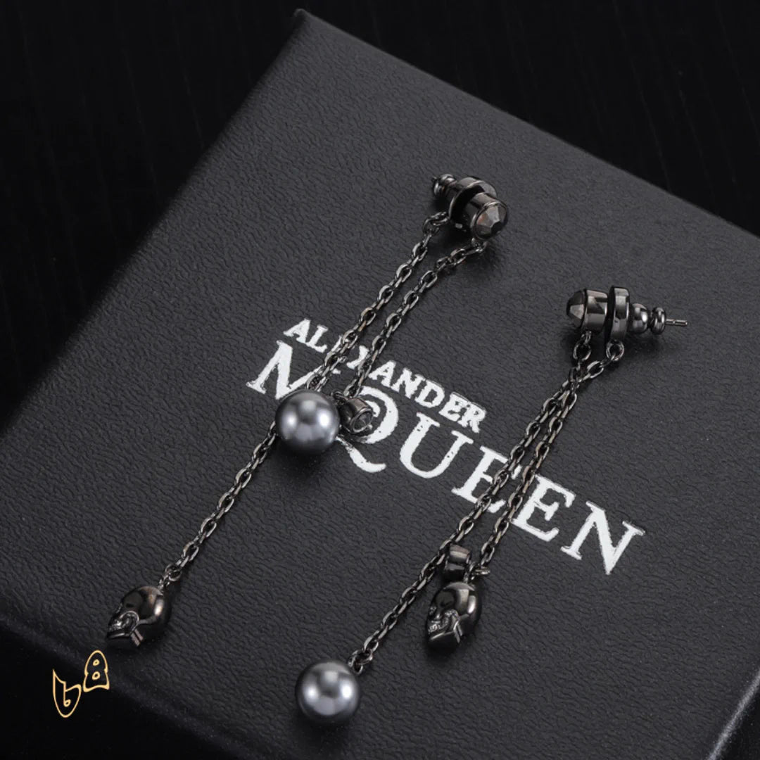 McQueen Silver Chain Skull Drop Earrings – MCQ0022