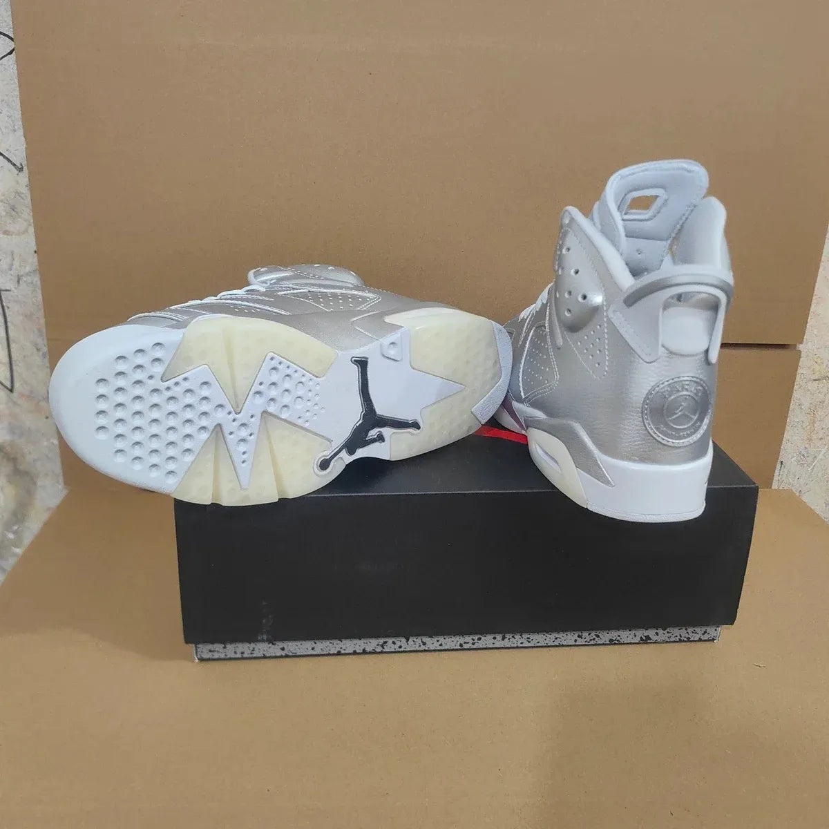 PSG x AJ 6 Metallic Silver Shoes Sneaker – nk0004782