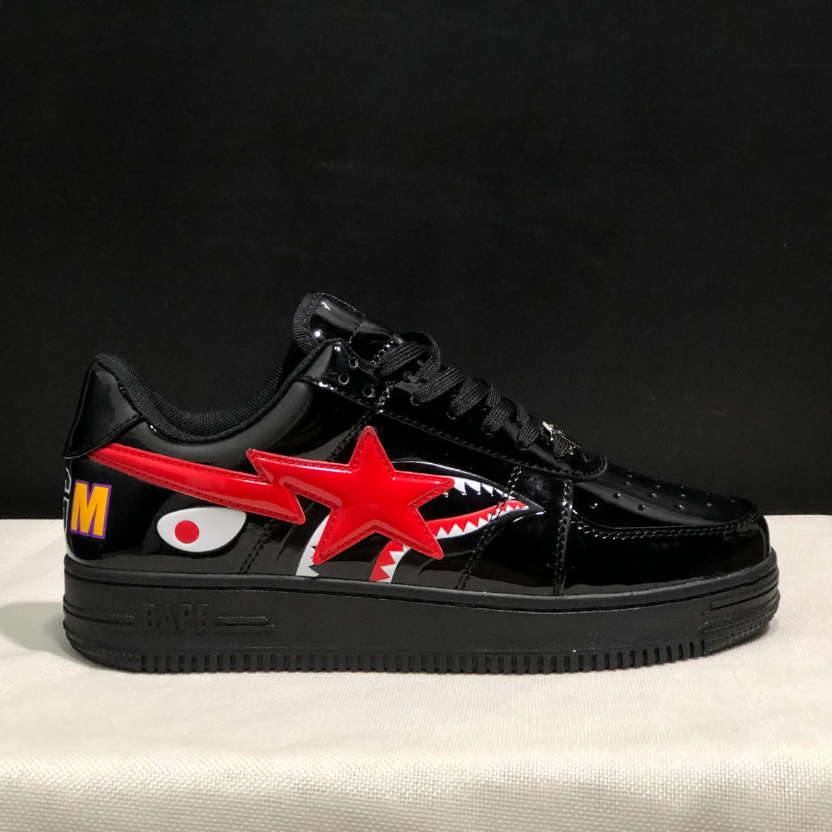 A Bathing Ape Bape Sta Low Shark Black Shoes Sneakers - nk0005517 image 3