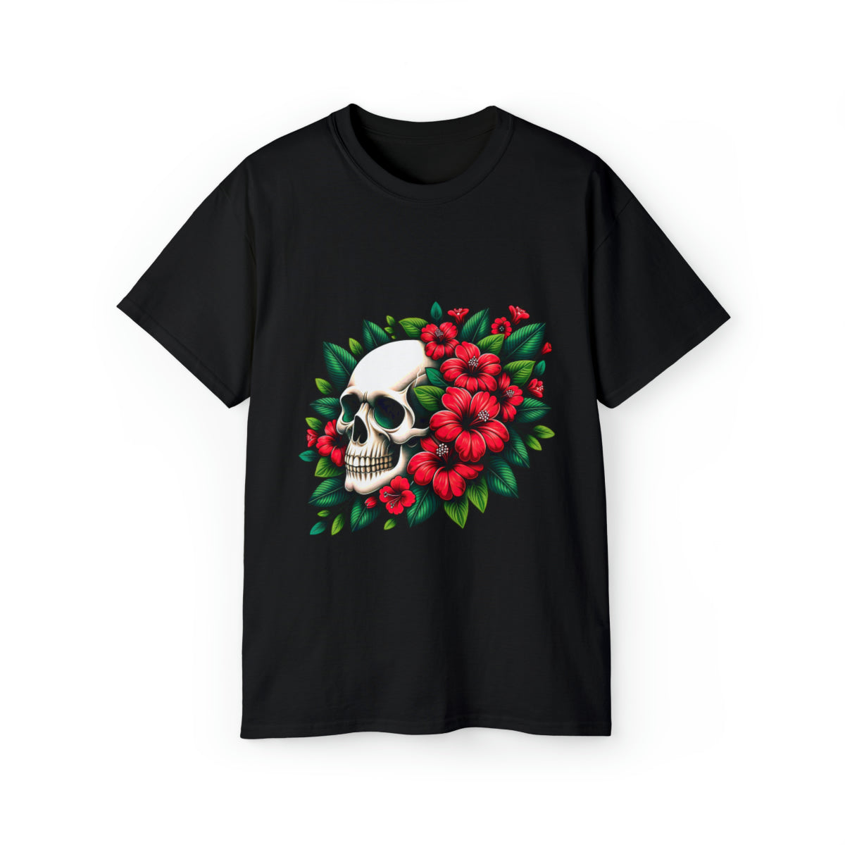 Flower Skull T-Shirt - Black, 3XL image