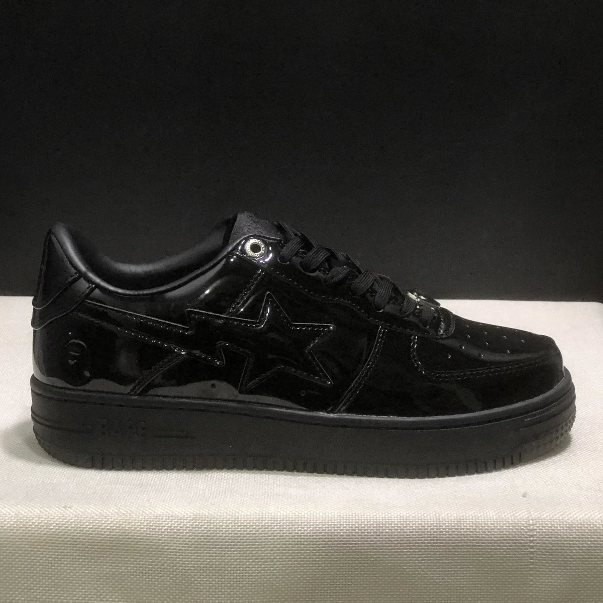 A Bathing Ape Bape Sta Low Patent Black Shoes Sneakers - nk0005521 image 2