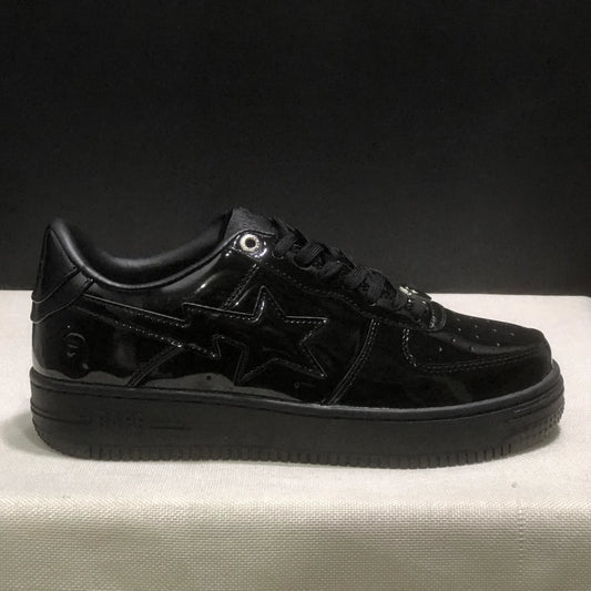 A Bathing Ape Bape Sta Low Patent Black Shoes Sneakers - nk0005521 image 2