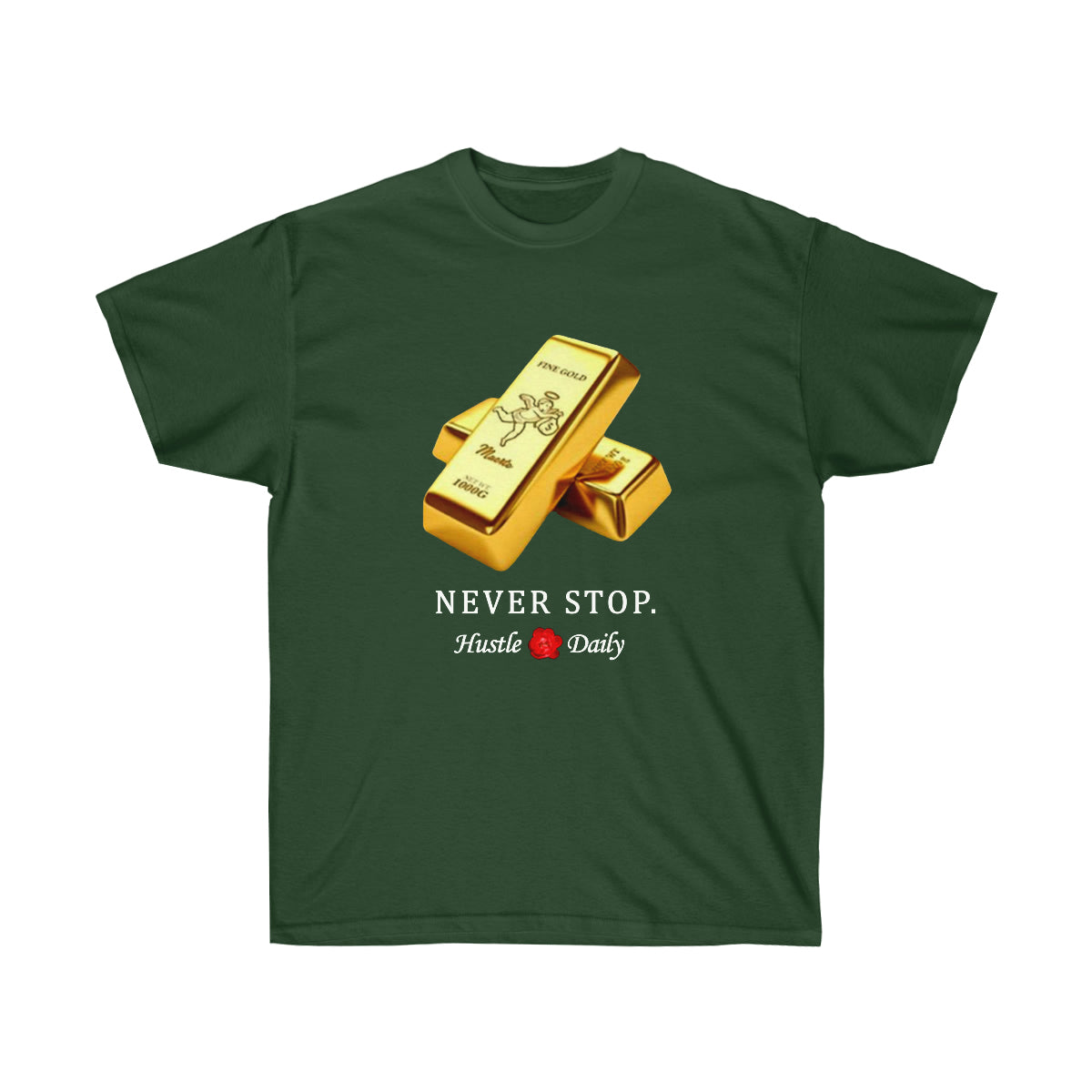 Rap Never Stop Hustle Daily Men T-Shirt - Forest Green, XL image