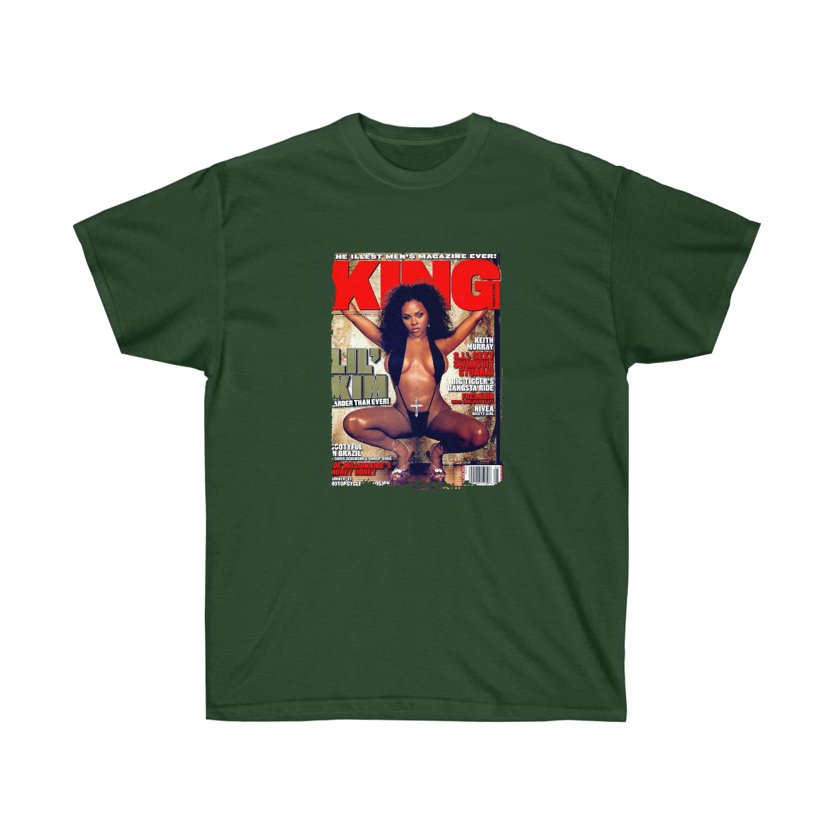Rap Lil Kim on Magazine Men T-Shirt - Forest Green, 2XL image