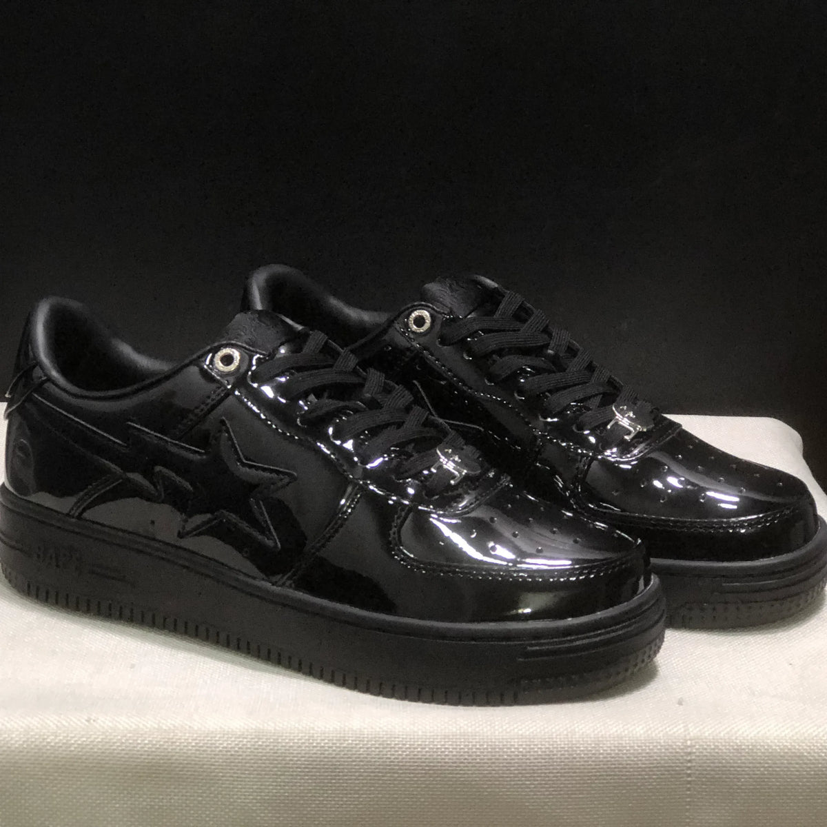 A Bathing Ape Bape Sta Low Patent Black Shoes Sneakers - nk0005521 image 4