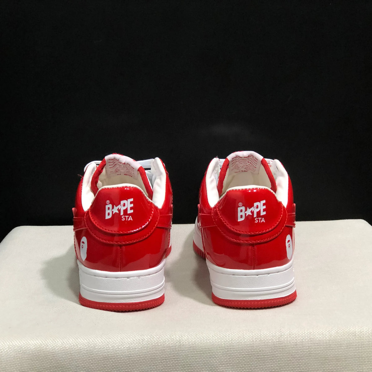 A Bathing Ape Bape Sta Patent Leather White Red (2023) Shoes Sneakers - nk0005516 image 6