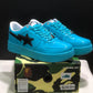 A Bathing Ape Bape Sta #1 Turquoise Blue Black Patent Leather Shoes Sneakers - nk0005515 image 9