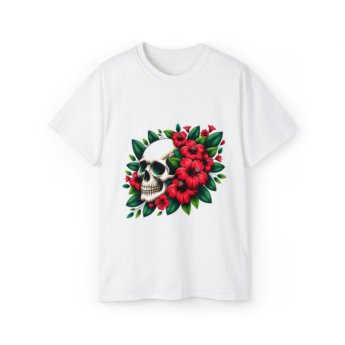 Flower Skull T-Shirt - White, L image