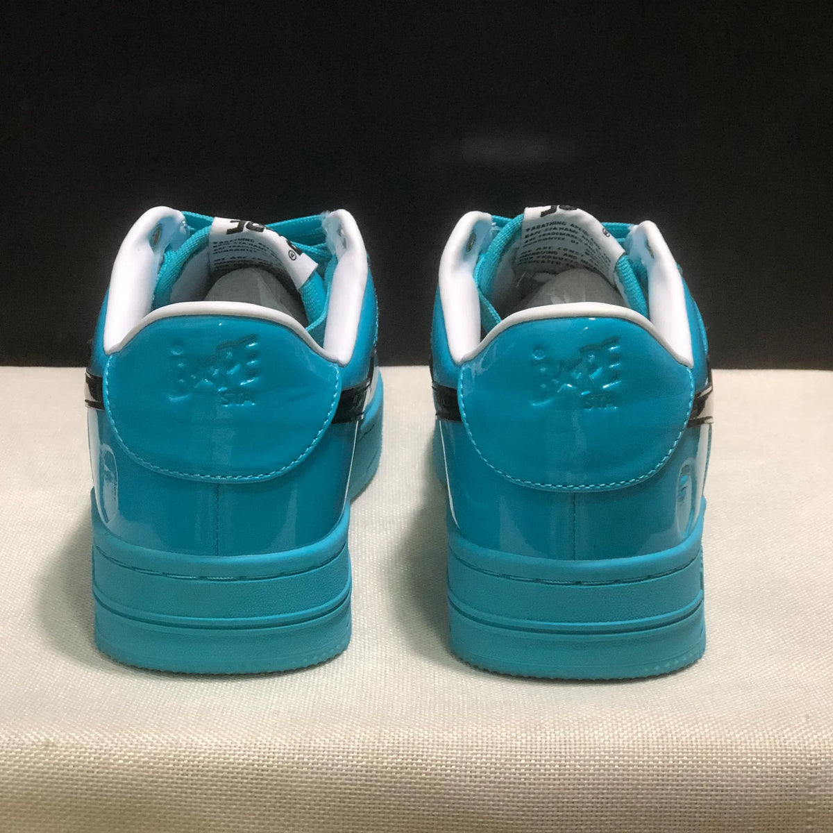 A Bathing Ape Bape Sta #1 Turquoise Blue Black Patent Leather Shoes Sneakers - nk0005515 image 8