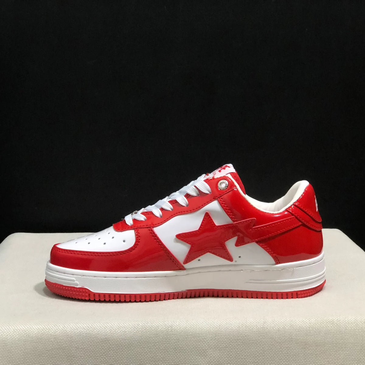 A Bathing Ape Bape Sta Patent Leather White Red (2023) Shoes Sneakers - nk0005516 image 3