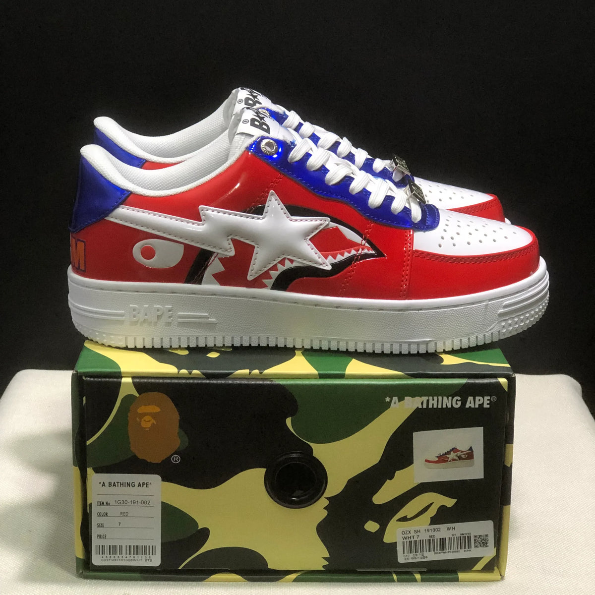 A Bathing Ape Bape Sta Low Patent Black Shoes Sneakers - nk0005522 image 8