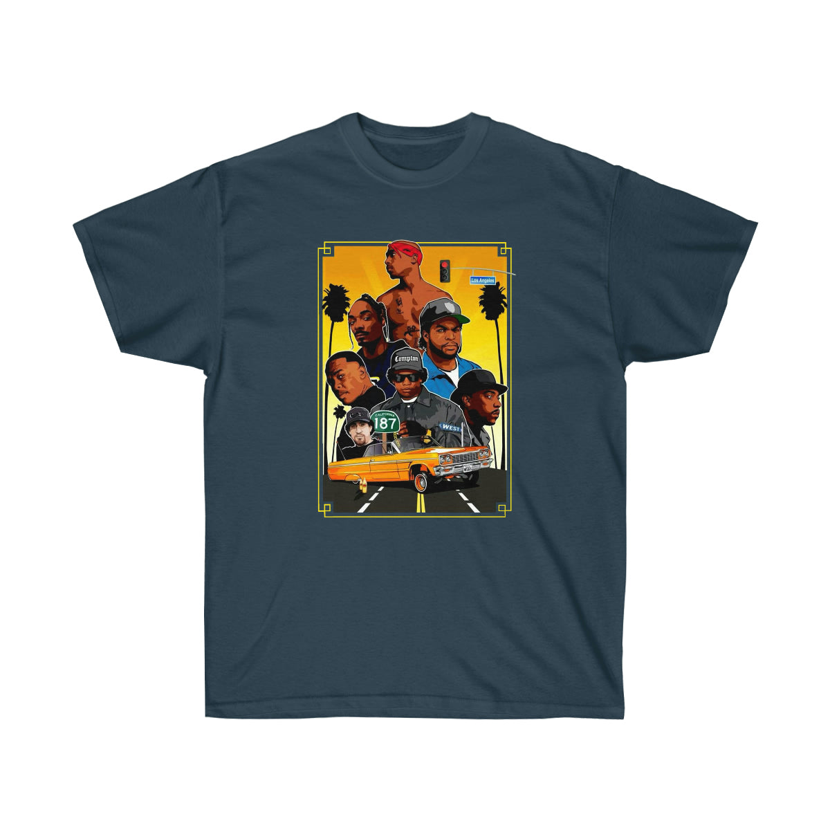 RAP 90's West Coast Legends Men Shirt - Blue Dusk, M image