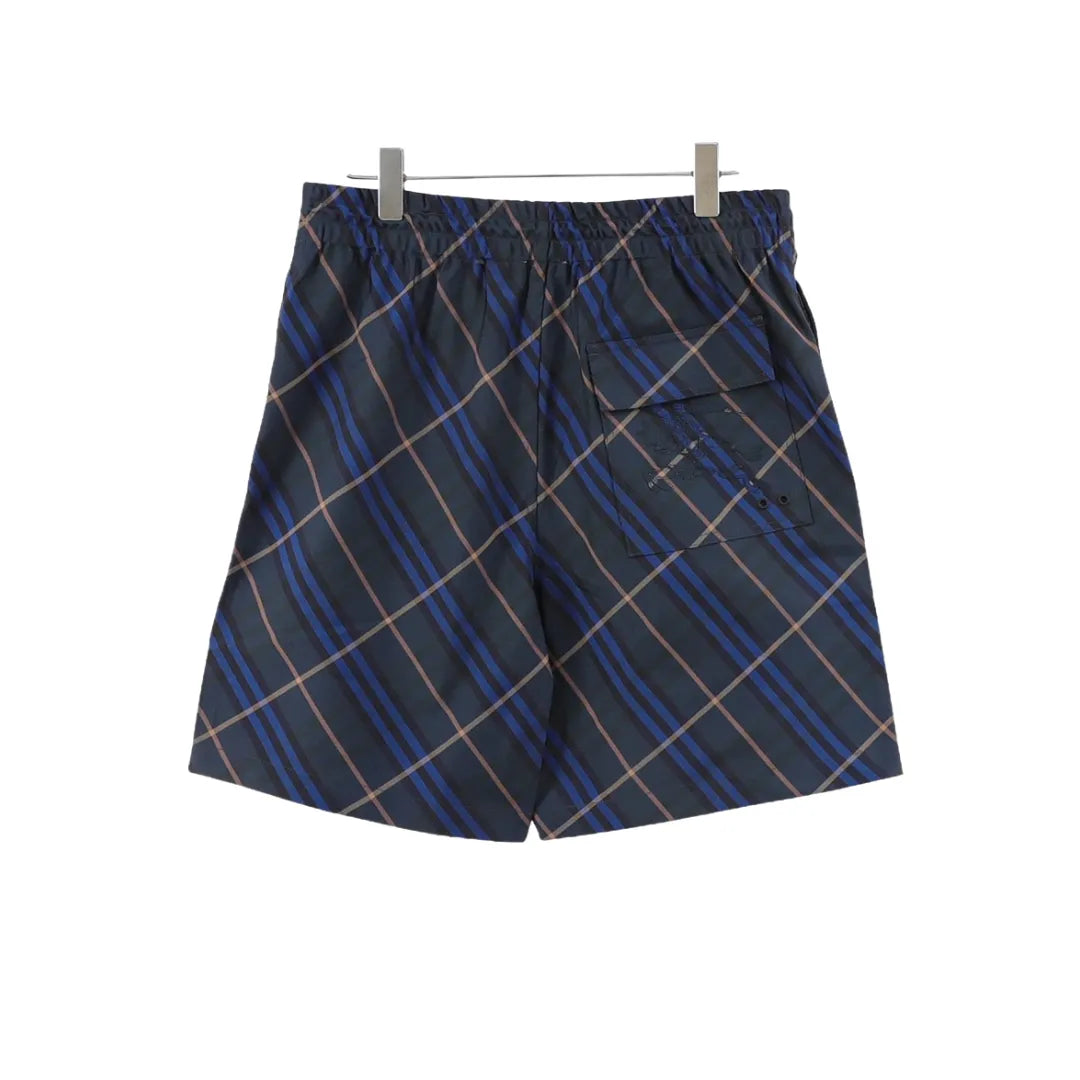 BUR Archive Check Knight Motif Shorts in Navy - 379 - bbr0000379 image 1