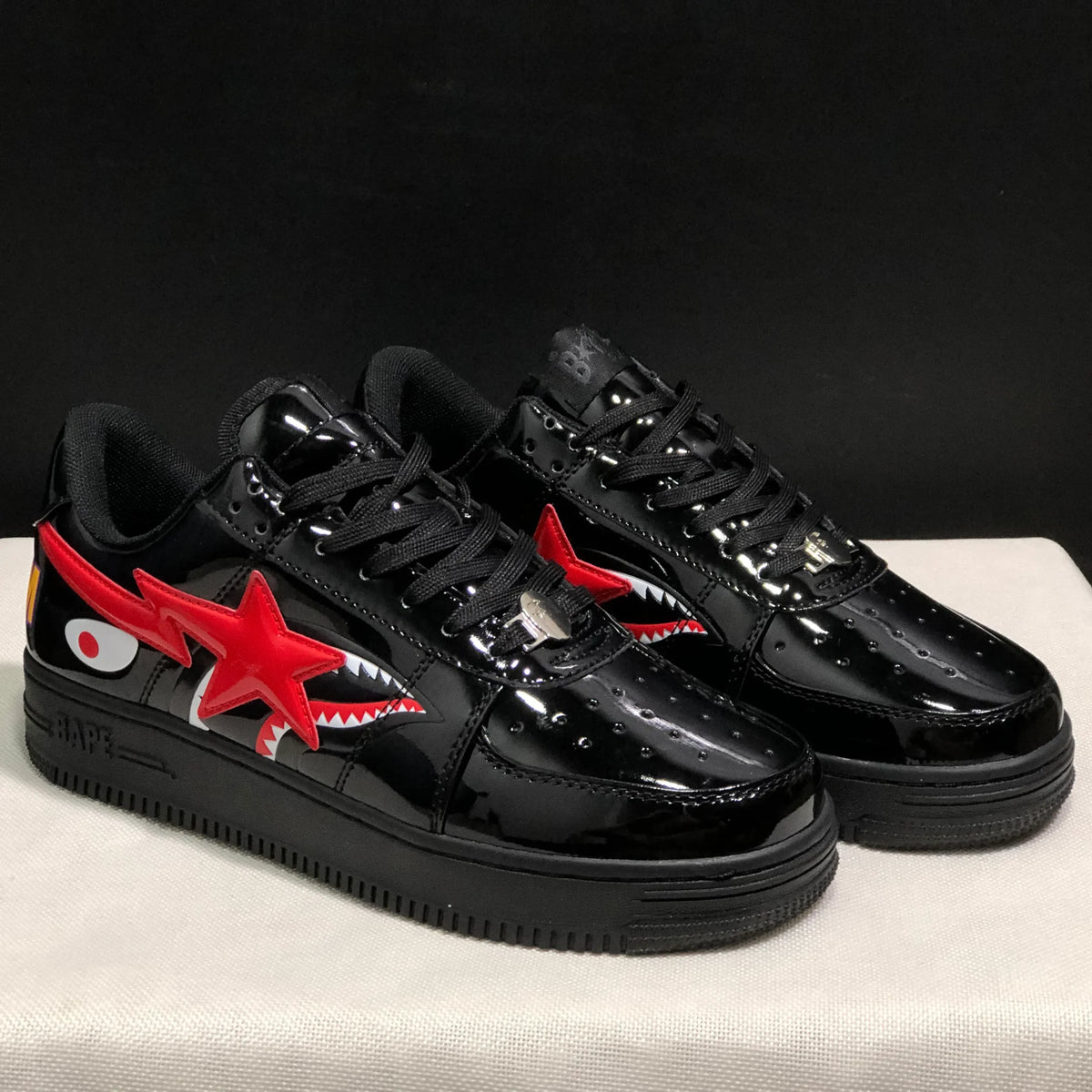 A Bathing Ape Bape Sta Low Shark Black Shoes Sneakers - nk0005517 image 5