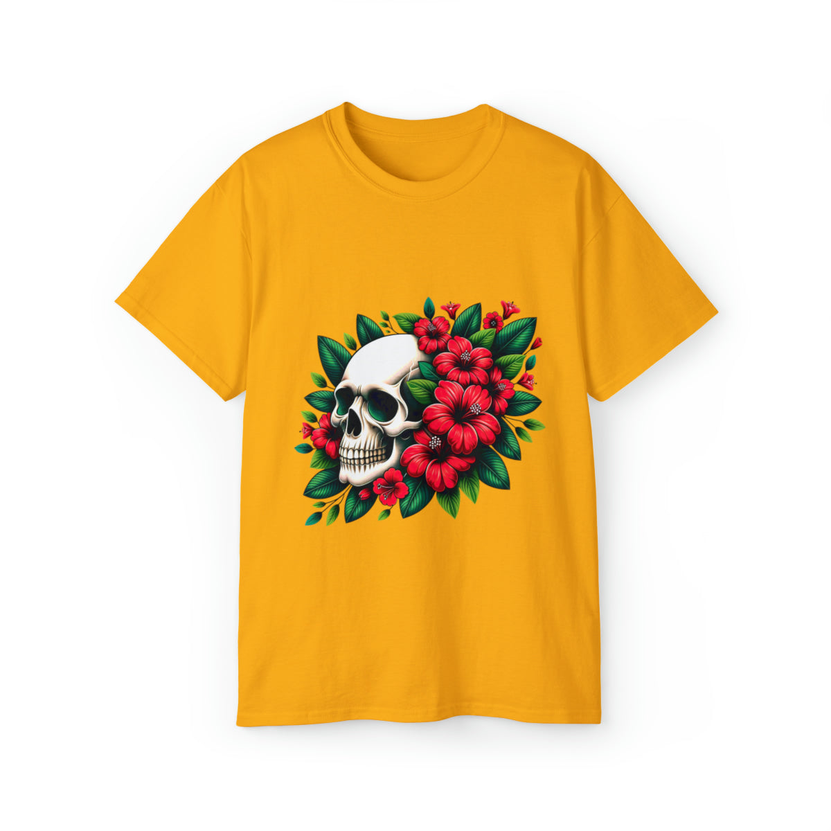 Flower Skull T-Shirt - Gold, 3XL image