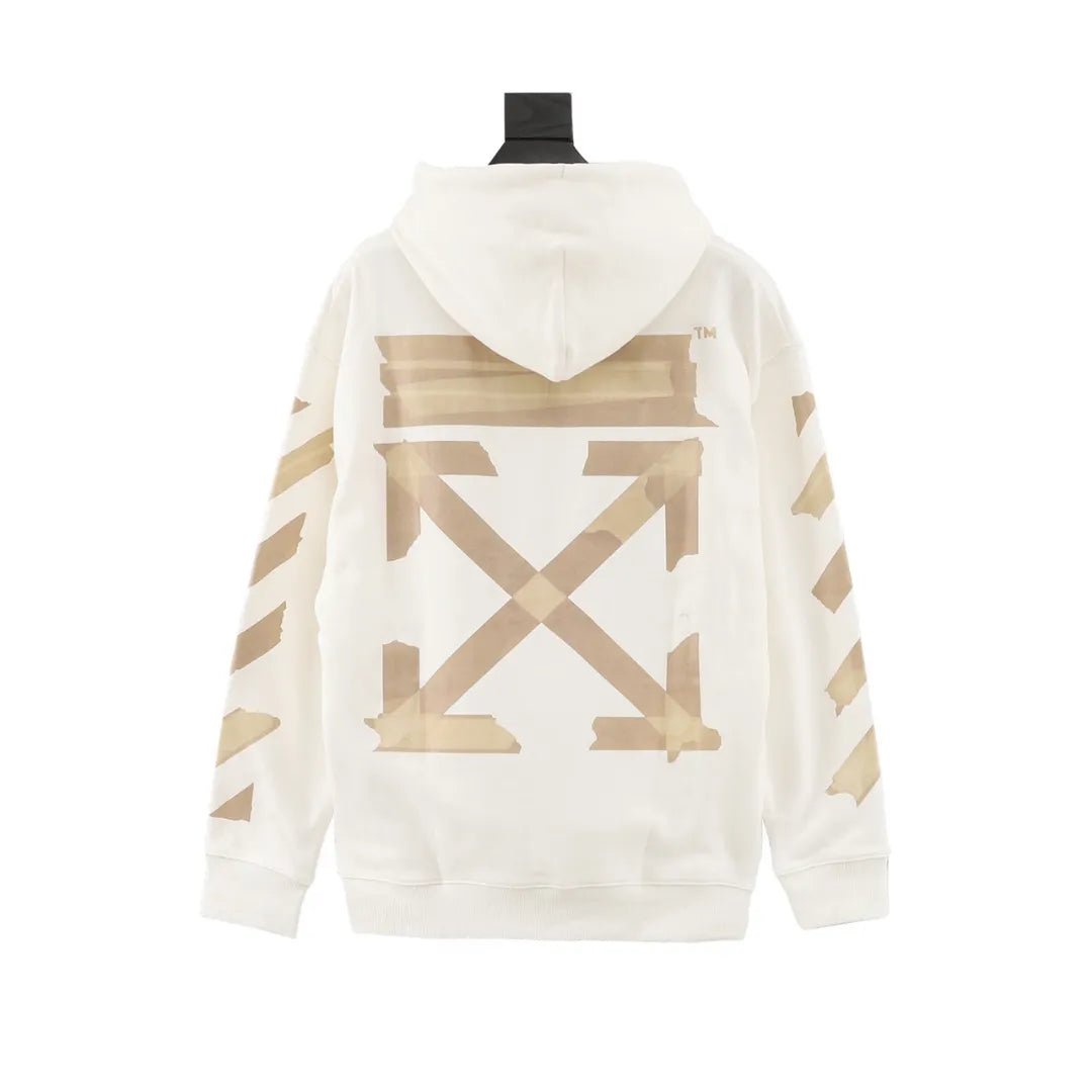 OW Diagonal Tape Arrows Hoodie in White - 349 - owf0000349 image 1