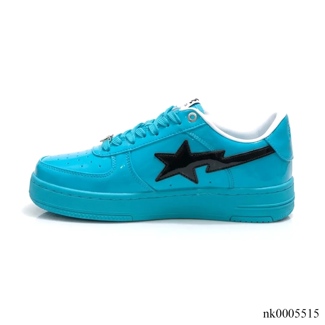 A Bathing Ape Bape Sta #1 Turquoise Blue Black Patent Leather Shoes Sneakers - nk0005515 image 1