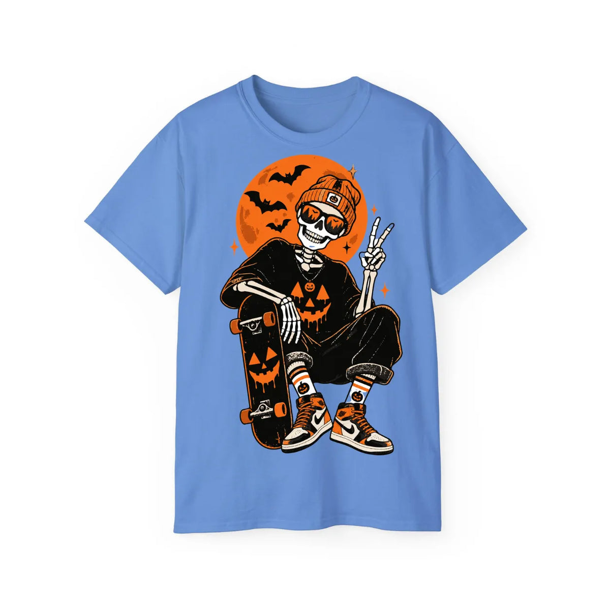 Retro Skater Skeleton Halloween T-Shirt – POD0020 image