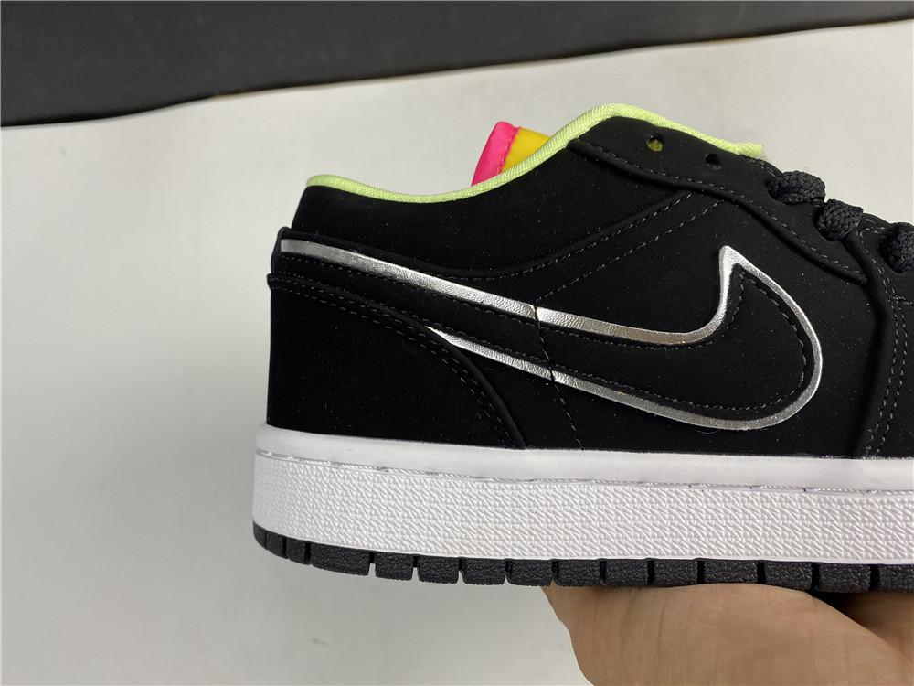 AJ 1 Low Black Aurora Green Laser Orange Shoes Sneakers – nk0001452
