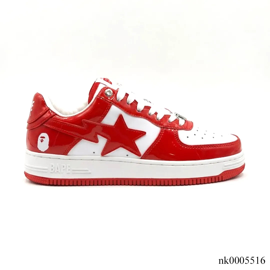 A Bathing Ape Bape Sta Patent Leather White Red (2023) Shoes Sneakers - nk0005516 image 0