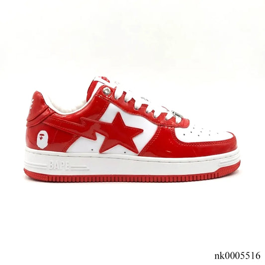 A Bathing Ape Bape Sta Patent Leather White Red (2023) Shoes Sneakers - nk0005516 image 0