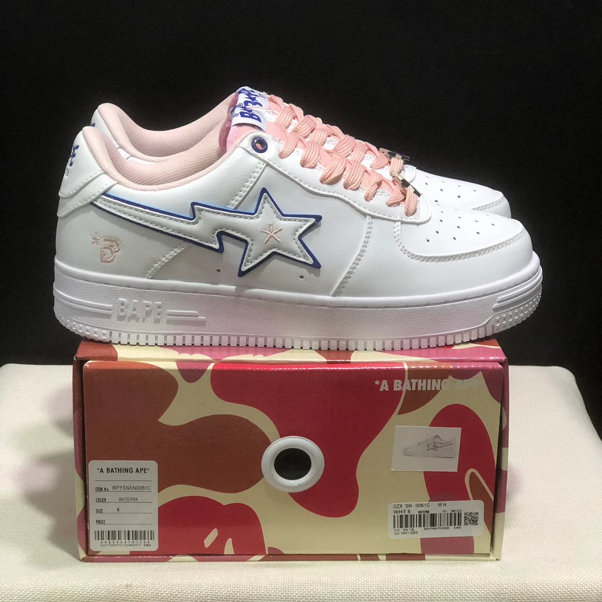 A Bathing Ape Bape Sta BAPY White Pink Shoes Sneakers - nk0005513 image 5