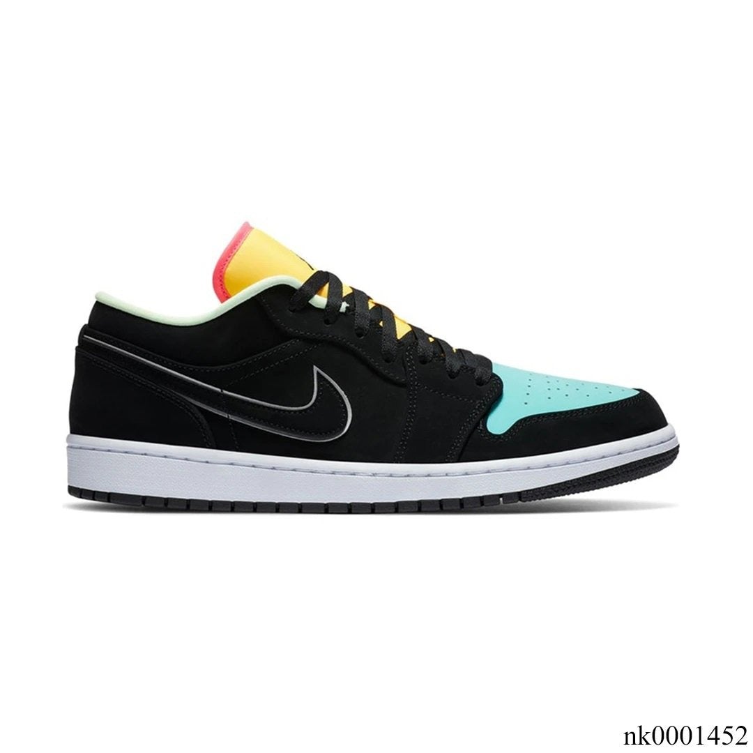 AJ 1 Low Black Aurora Green Laser Orange Shoes Sneakers – nk0001452