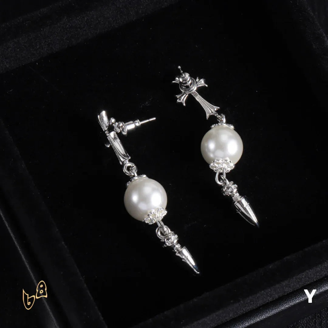 CH Cross Pearl Dangle Earrings – CH0167
