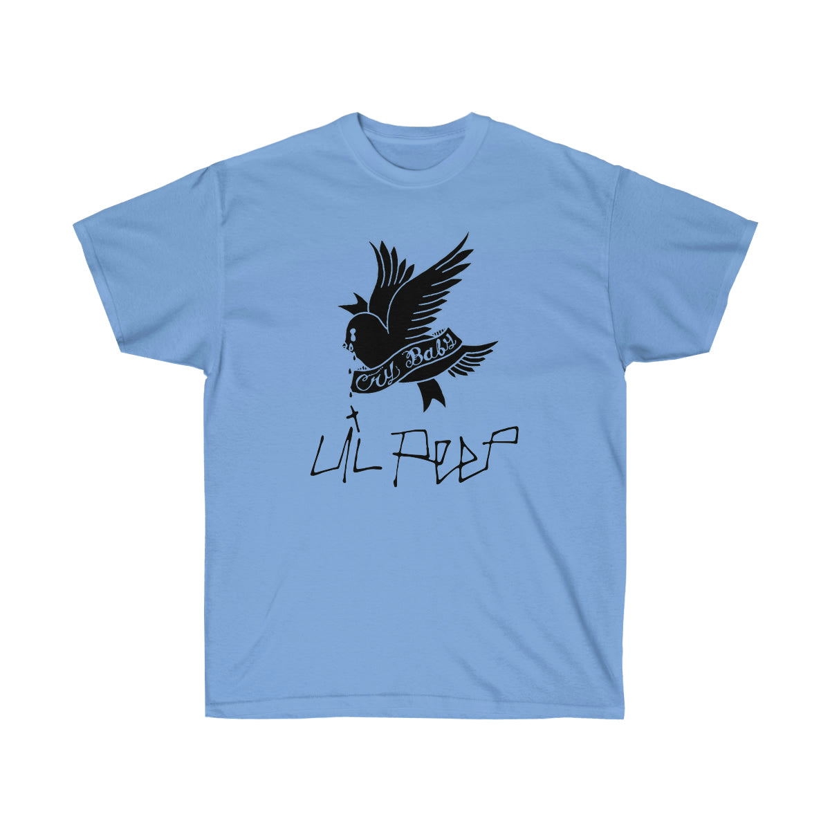 Crybaby Bird Black Men T-Shirt - Carolina Blue, L image