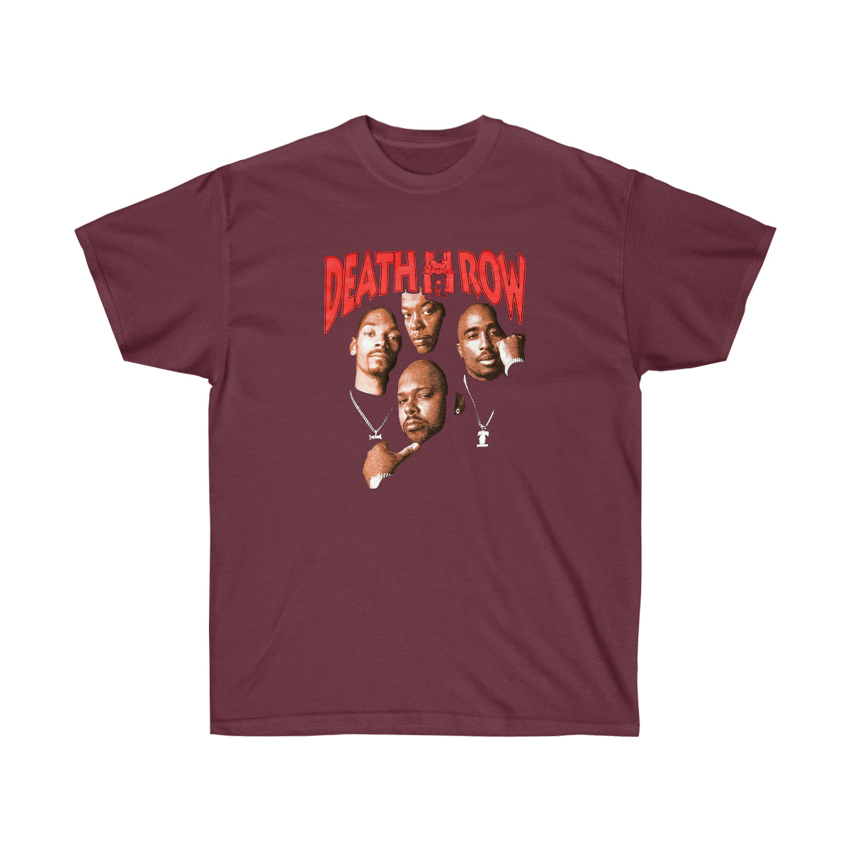 Rap Death Row Pic Men T-Shirt - Maroon, S image