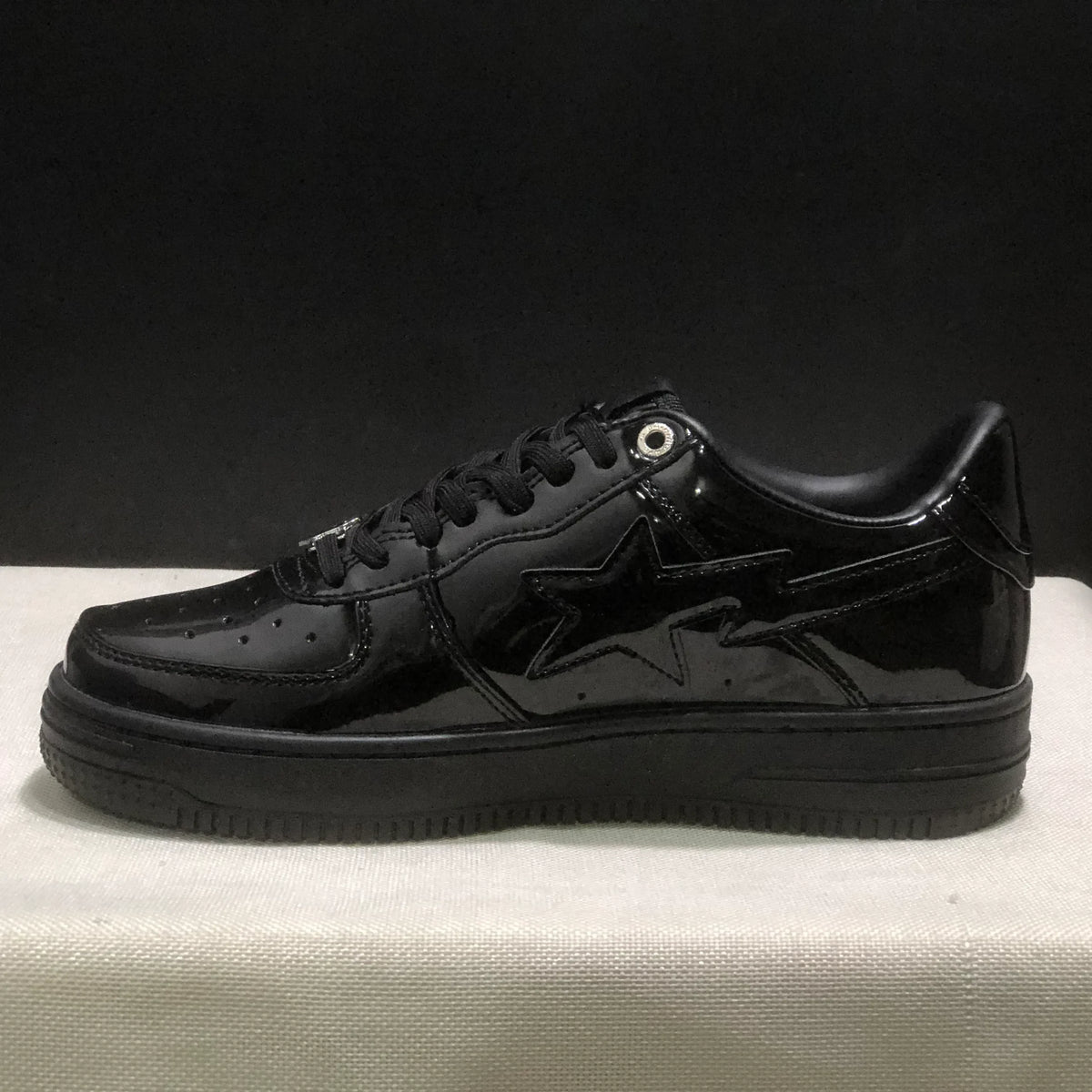 A Bathing Ape Bape Sta Low Patent Black Shoes Sneakers - nk0005521 image 3