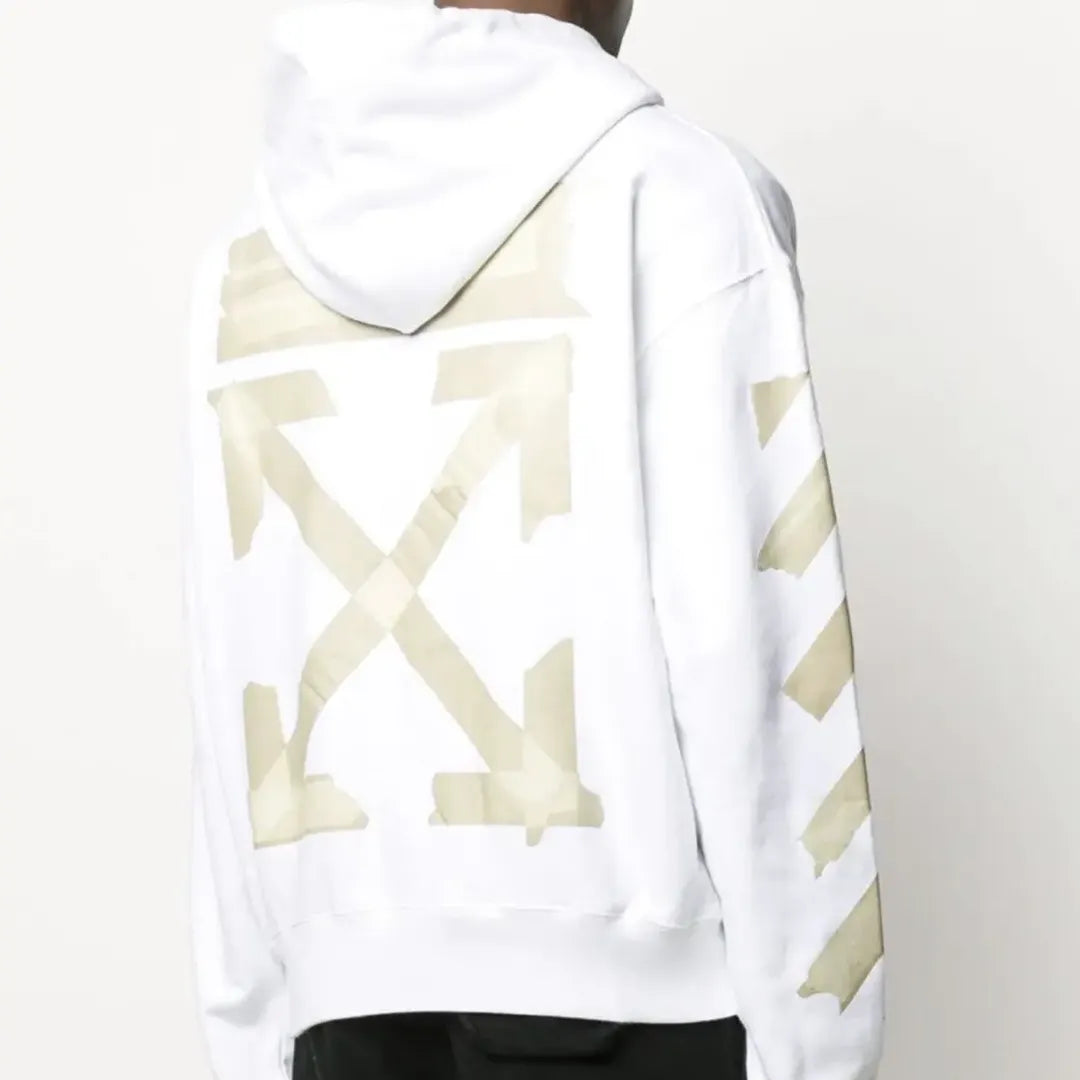 OW Diagonal Tape Arrows Hoodie in White - 349 - owf0000349 image 2