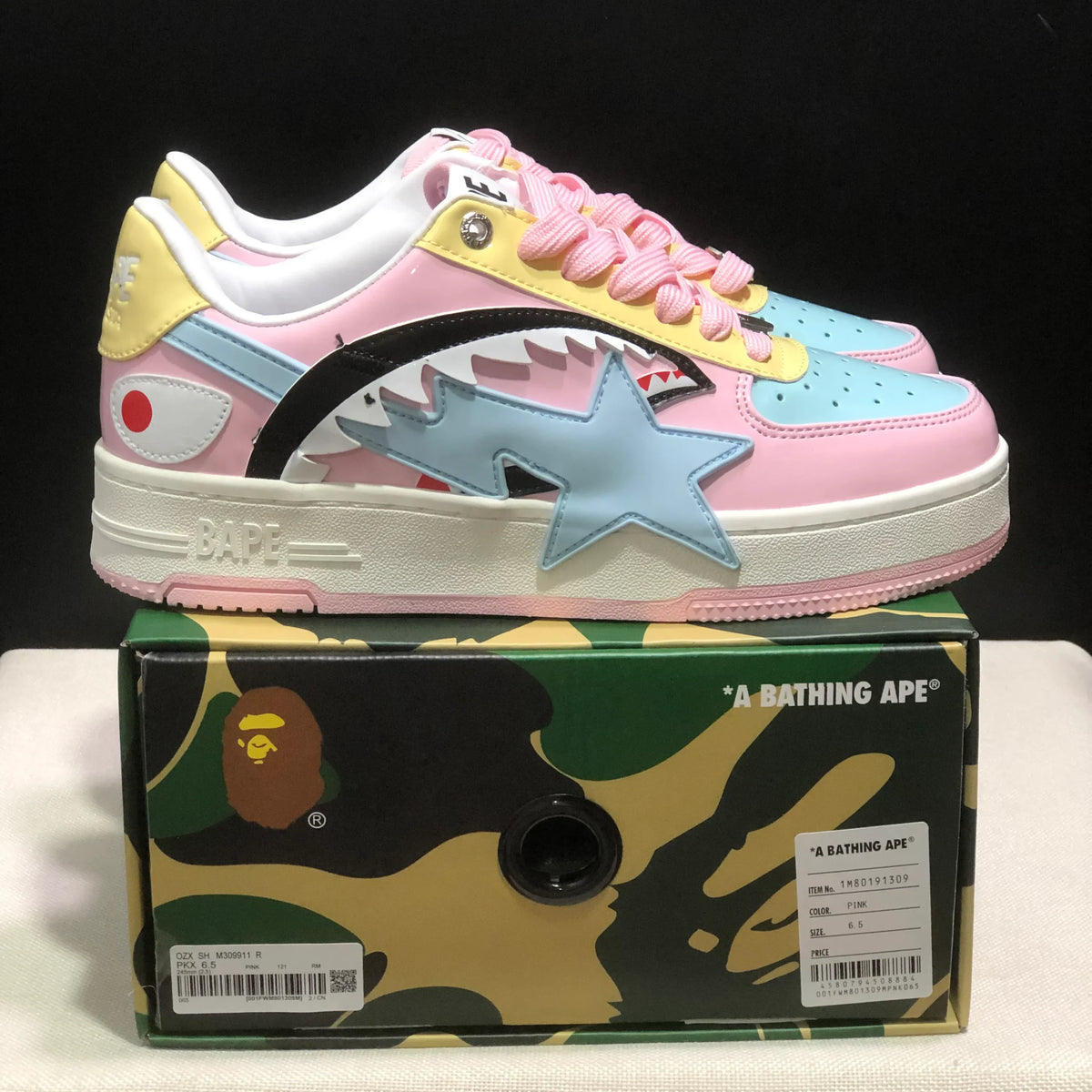 Bapesta Low M1 'Shark Face - Pink' Shoes Sneakers - nk0005527 image 8