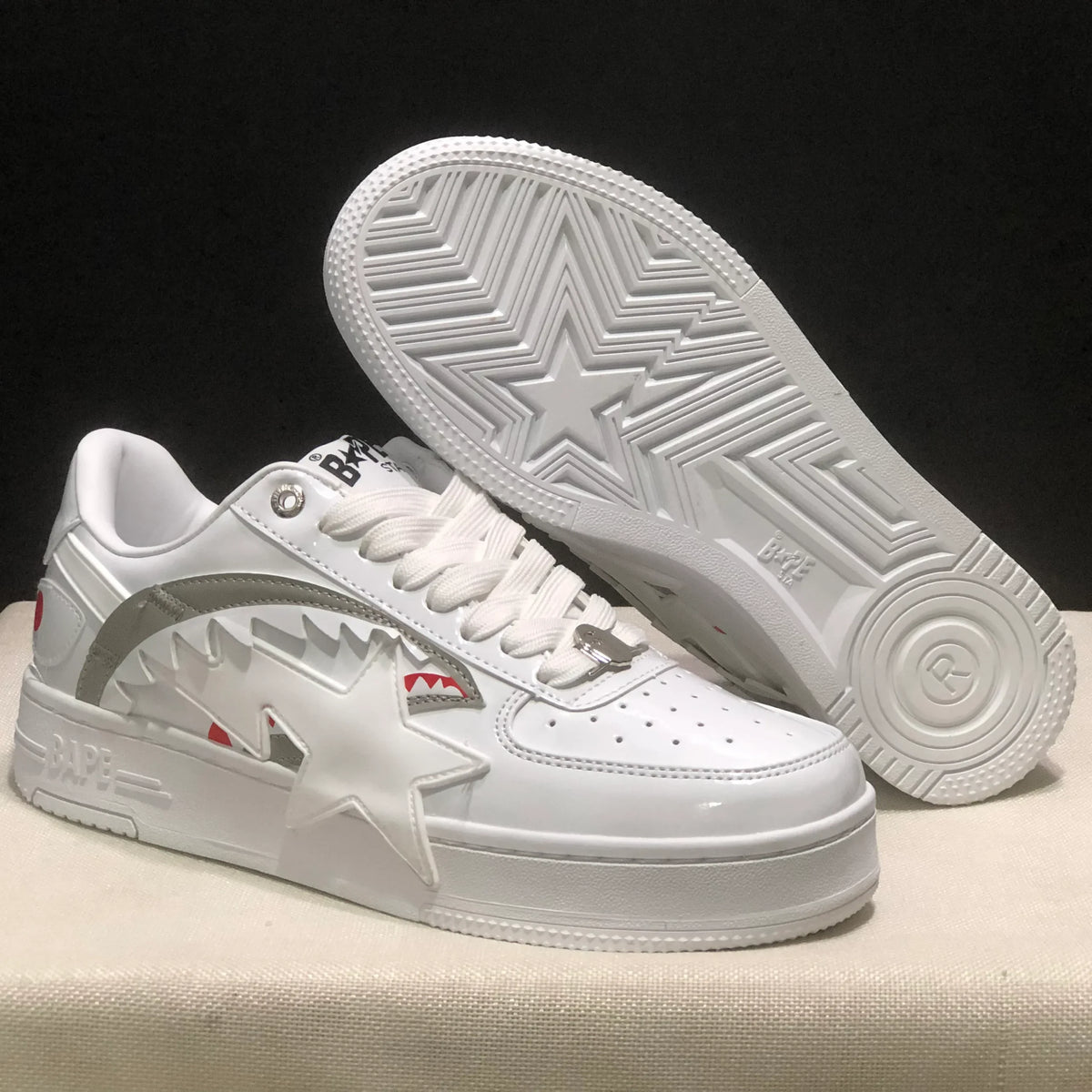 A Bathing Ape Bape Sta OS Shark White Shoes Sneakers - nk0005514 image 6