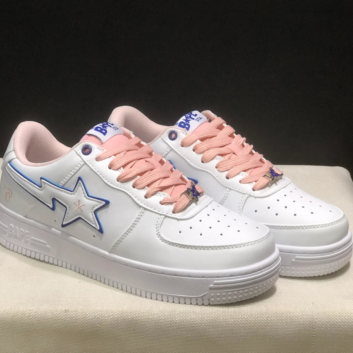 A Bathing Ape Bape Sta BAPY White Pink Shoes Sneakers - nk0005513 image 9
