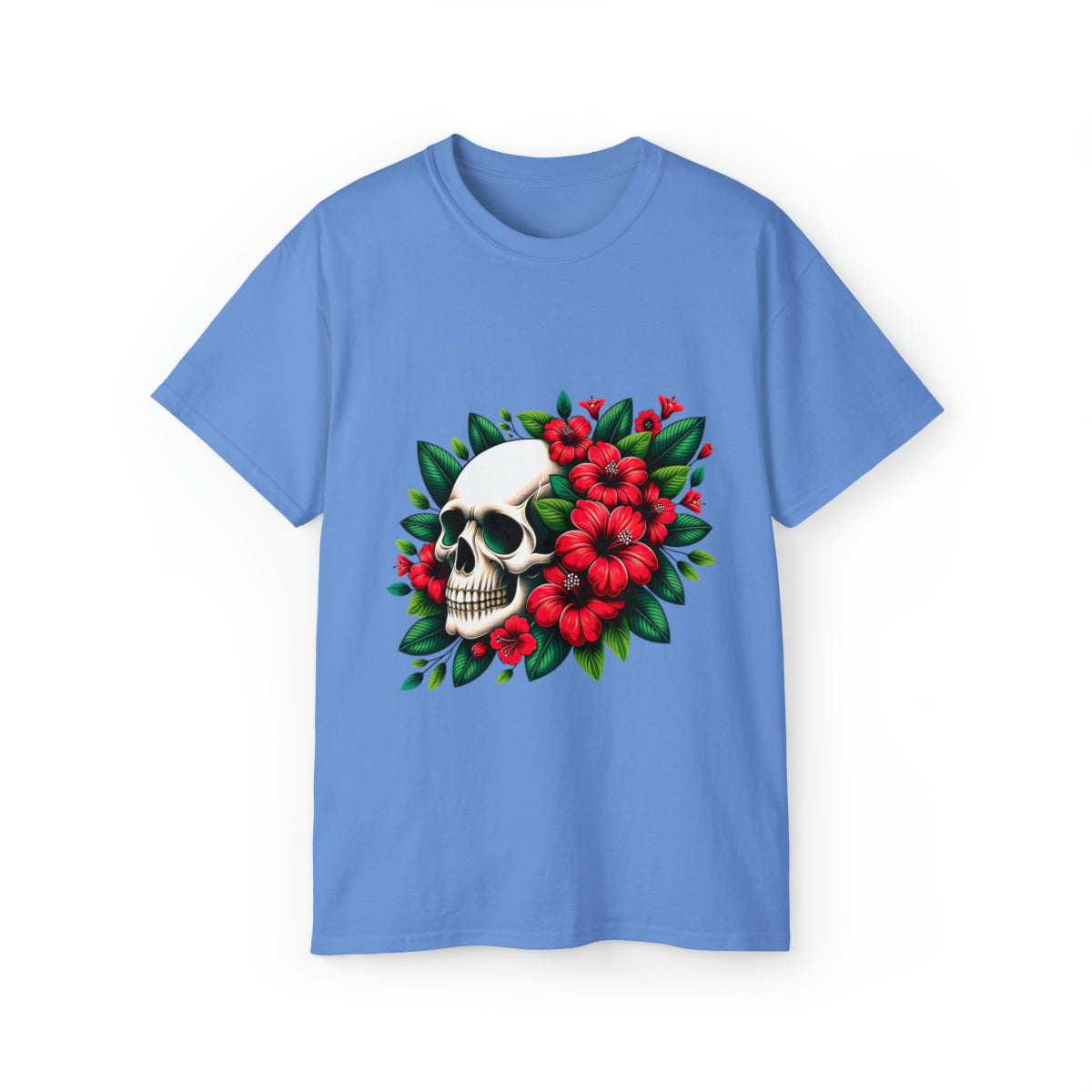 Flower Skull T-Shirt - Carolina Blue, 3XL image