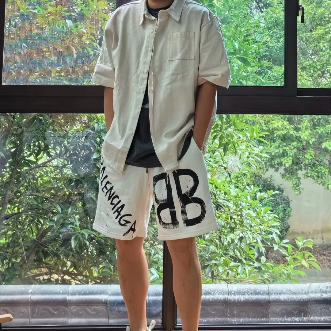 BLCG BB Graffiti Logo Shorts in White – 609 – blcg0000609