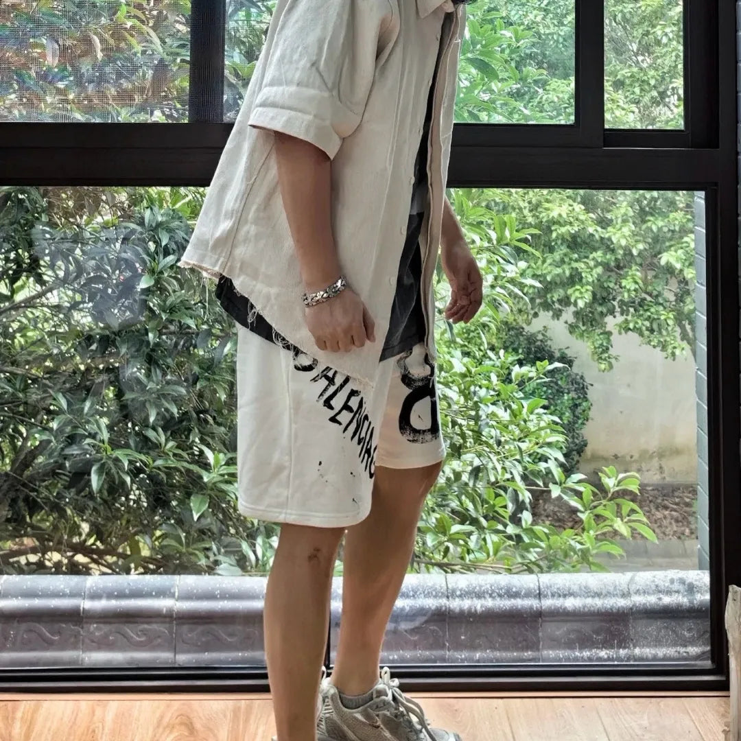 BLCG BB Graffiti Logo Shorts in White – 609 – blcg0000609
