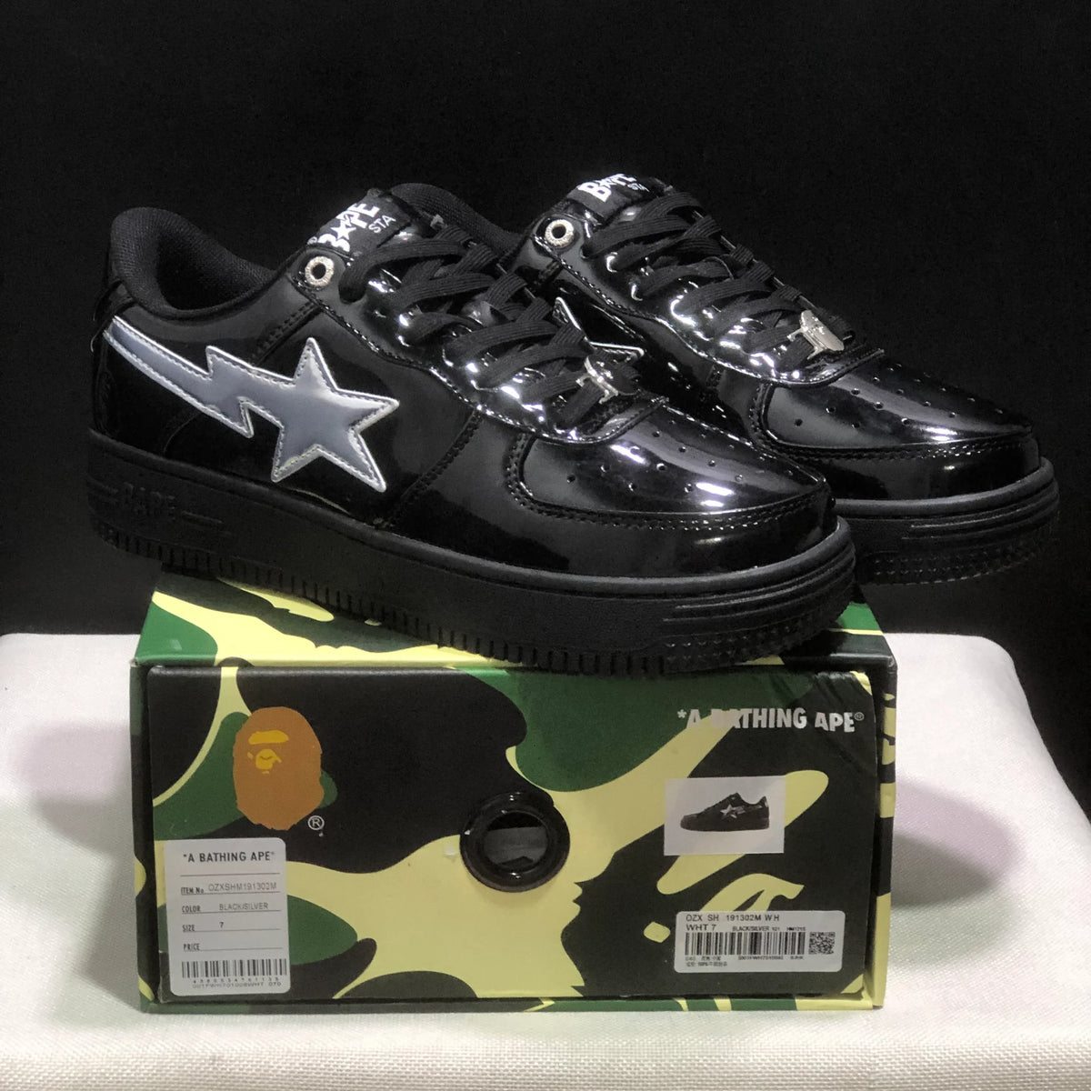 A Bathing Ape Bape Sta #2 Black White Shoes Sneakers - nk0005520 image 9