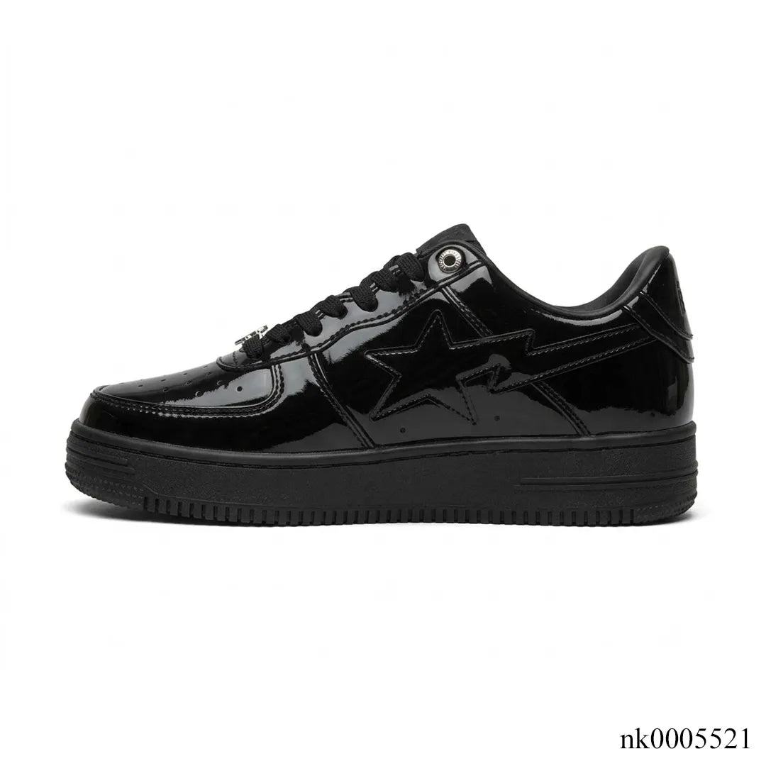 A Bathing Ape Bape Sta Low Patent Black Shoes Sneakers - nk0005521 image 1