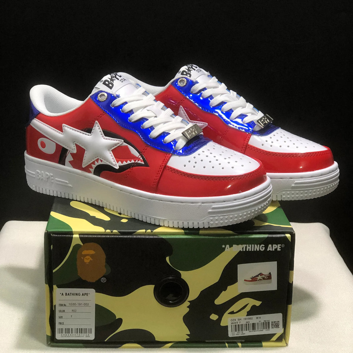 A Bathing Ape Bape Sta Low Patent Black Shoes Sneakers - nk0005522 image 9