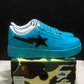 A Bathing Ape Bape Sta #1 Turquoise Blue Black Patent Leather Shoes Sneakers - nk0005515 image 2