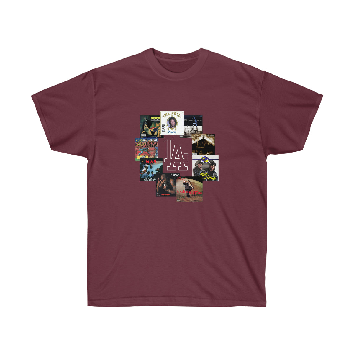 Rap LA Albums Men T-Shirt - Maroon, 2XL image