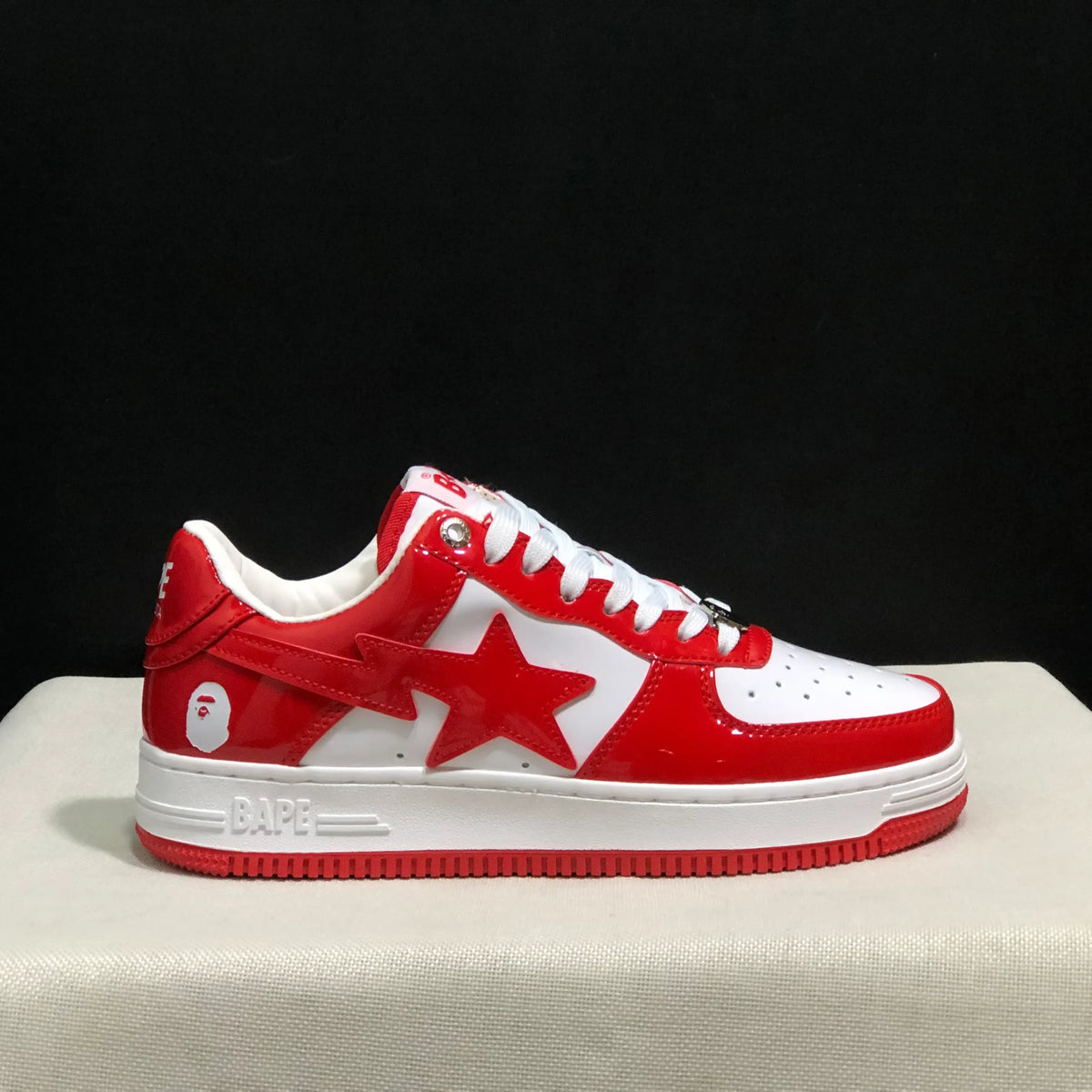 A Bathing Ape Bape Sta Patent Leather White Red (2023) Shoes Sneakers - nk0005516 image 2