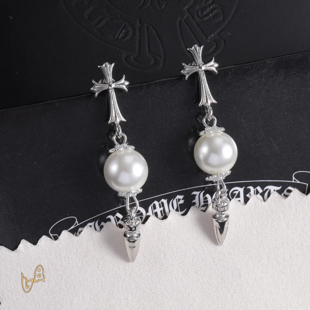 CH Cross Pearl Dangle Earrings – CH0167